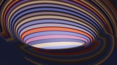 Colorful 3D rings with hole in centre. Abstract geometric illustration. Render of futuristic sceneの写真素材