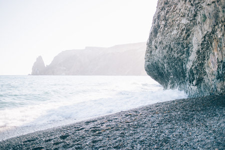 Beautiful coast, waves, summer beach Beautiful nature morningの写真素材
