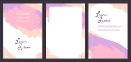 Set of abstract artistic templates in matte pastel colors. Invitation design in soft colors. Design set good for brochure, invitation, flyer, poster, postcard, cover, banner, poster and other.の写真素材