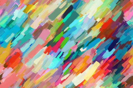 Colorful seamless pattern in bold colors - oblique brush strokes. High resolution seamless pattern for backgrounds, fabrics and prints - hand-drawn short stripes of optimistic colors.の写真素材