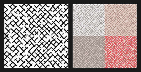 Vector Seamless Pattern - Ink-drawn black and white cross-to-cross. Seamless 45 degree hatch texture in multiple color variations.のイラスト素材