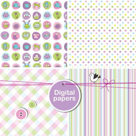 Colorful cute seamless patterns のイラスト素材