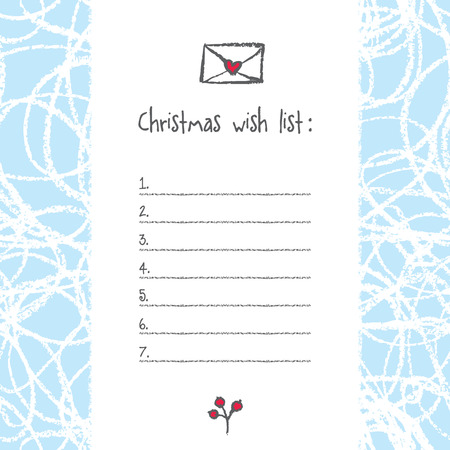Christmas wish list template. Hand drawn elements. Printable design.のイラスト素材