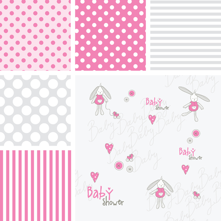 Set of baby shower patterns. Semless patterns.のイラスト素材