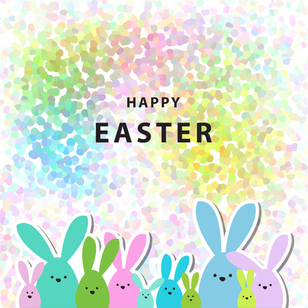 Colorful easter card - bunny familyのイラスト素材