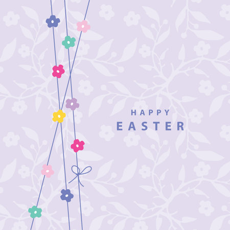 Easter floral card - greeting card with colorful flowersのイラスト素材