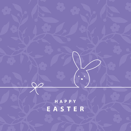 Easter card with bunny, background floral design, decorative templateのイラスト素材