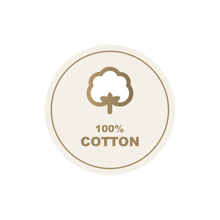 Cotton label - design element, 100%, sticker, tagのイラスト素材