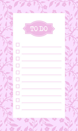 To do list blank template with check box, floral backgroundのイラスト素材