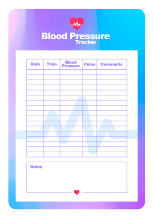 Printable Blood pressure and heart pulse log note paperのイラスト素材