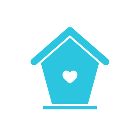 Wooden handmade Winter Bird house. From blue icon set.のイラスト素材