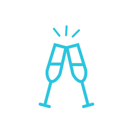 New year clinking champagne glasses. Cheers. From blue icon set.のイラスト素材
