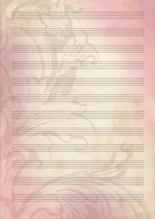 Melody note template. Historical floral background.のイラスト素材