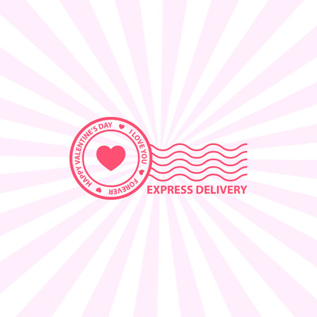 Valentine card. Greeting card with postmark stampのイラスト素材