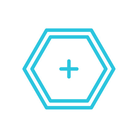 Platform, Hexagon landing plate, honeycomb base plate, From blue icon set.のイラスト素材