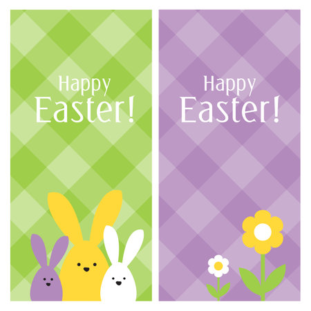Spring celebration Easter banner. Easter bunny family. Design element.のイラスト素材
