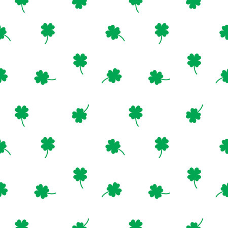 Good luck symbol, Four leaf green clover seamless pattern, background, bring luck, your lucky symbol, day of luck, pocket lucky token symbolのイラスト素材