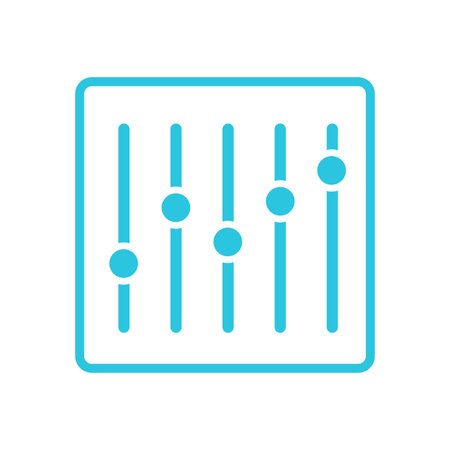 Audio Control Panel Icon, Tuned, Isolated on White Background, Blue Icon Setのイラスト素材