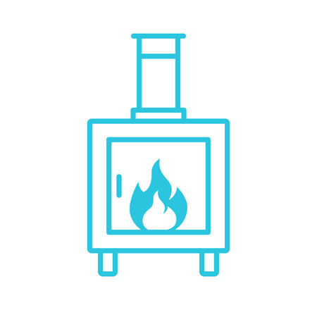 Simple heating stove icon. Isolated on white background. Blue iconのイラスト素材