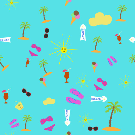 Seamless pattrern items with a beach holiday