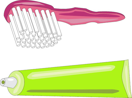 Green tube of toothpaste with a red toothbrushのイラスト素材