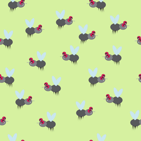funny fly  seamless pattern on light green backgroundのイラスト素材