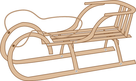 wooden sleigh on a white backgroundのイラスト素材