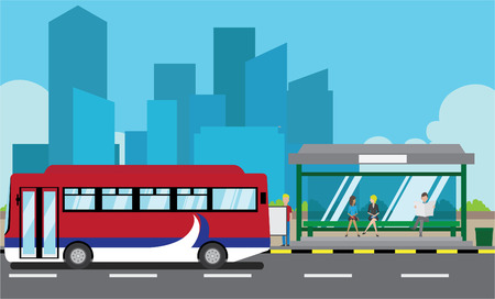 Vector illustration of a bus stopのイラスト素材