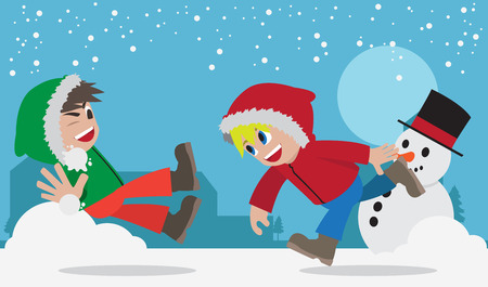 Snowball Fightのイラスト素材