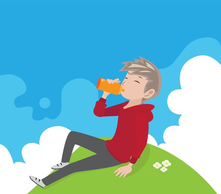 man take a break after exerciseのイラスト素材