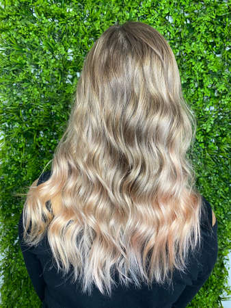 beautiful hair. hair coloring. dyed hair in a beauty salon.の写真素材
