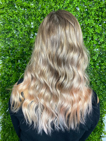 beautiful hair. hair coloring. dyed hair in a beauty salon.の写真素材