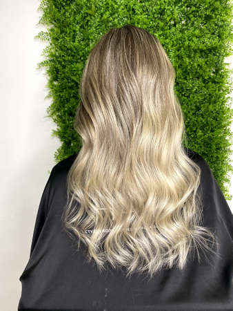 beautiful hair. dyed hair in a beauty salon. beautiful hair coloring.の写真素材