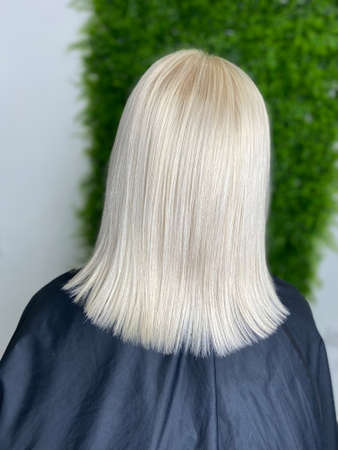 beautiful hair. dyed hair in a beauty salon. beautiful hair coloring.の写真素材