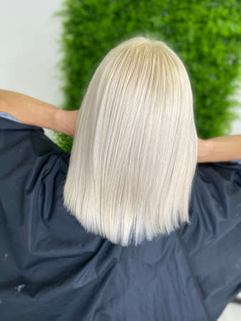 beautiful hair. dyed hair in a beauty salon. beautiful hair coloring.の写真素材