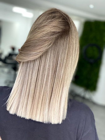 beautiful hair. dyed hair in a beauty salon. beautiful hair coloring.の写真素材