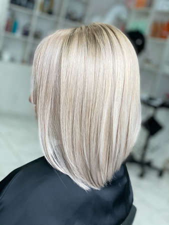 beautiful hair. dyed hair in a beauty salon. beautiful hair coloring.の写真素材