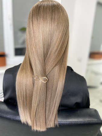 beautiful hair. dyed hair in a beauty salon. beautiful hair coloring.の写真素材