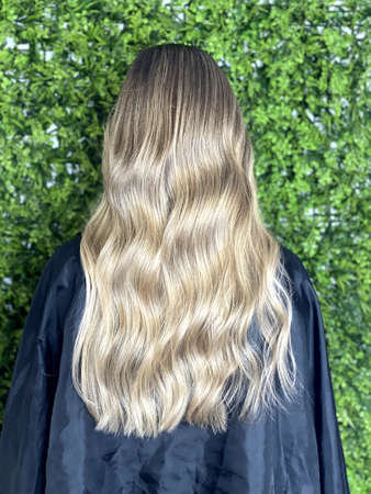 beautiful hair. dyed hair in a beauty salon. beautiful hair coloring.の写真素材