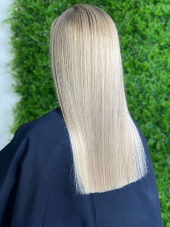 beautiful hair. dyed hair in a beauty salon. beautiful hair coloring.の写真素材