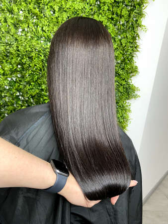 hair. dyed hair. hair coloring. beautiful hair. dyed hair in a beauty salon.の写真素材