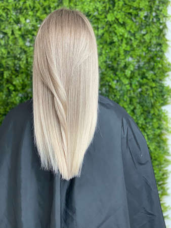 hair. dyed hair. hair coloring. beautiful hair. dyed hair in a beauty salon.の写真素材