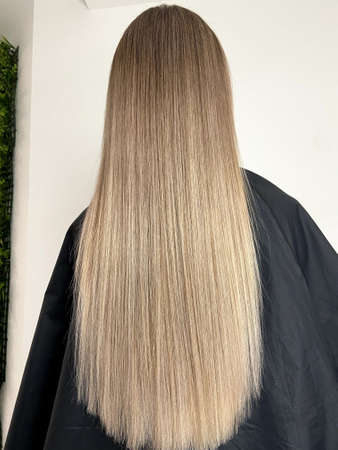 hair. dyed hair. hair coloring. beautiful hair. dyed hair in a beauty salon.の写真素材