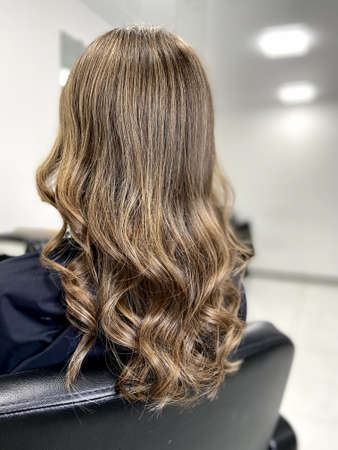 hair. dyed hair. hair coloring. beautiful hair. dyed hair in a beauty salon.の写真素材