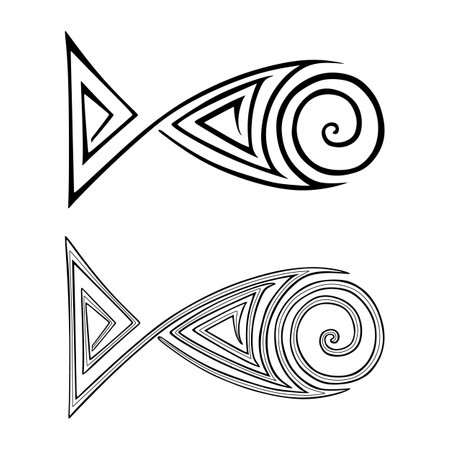 Stylized fish, Hand Drawn vector illustration isolated on white backgroundのイラスト素材