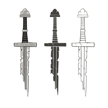 Viking broken Sword, vector illustration isolated on a white backgroundのイラスト素材
