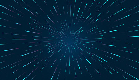 The space design background Hyper jump in space with turquoise linesのイラスト素材