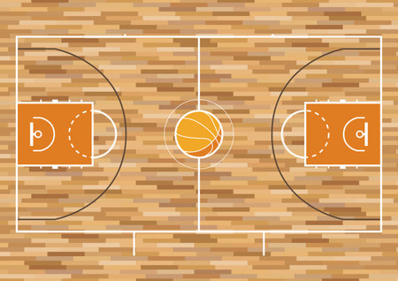Vector image of basketball court, top view, circuit of the courtのイラスト素材