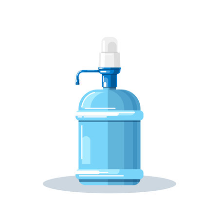 Blue plastic bottle with dispenser. Vector illustration in flat style.のイラスト素材