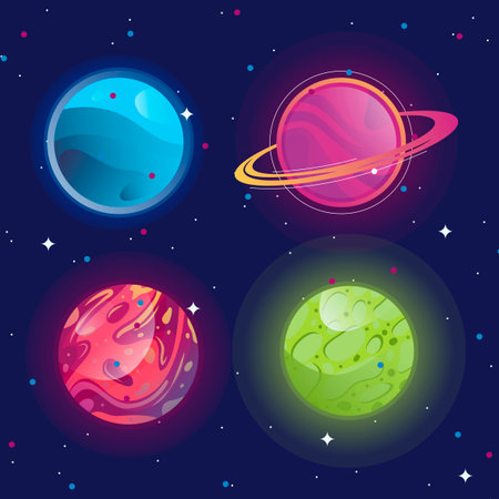 Set of planets on the space. Vector illustration in cartoon style.のイラスト素材